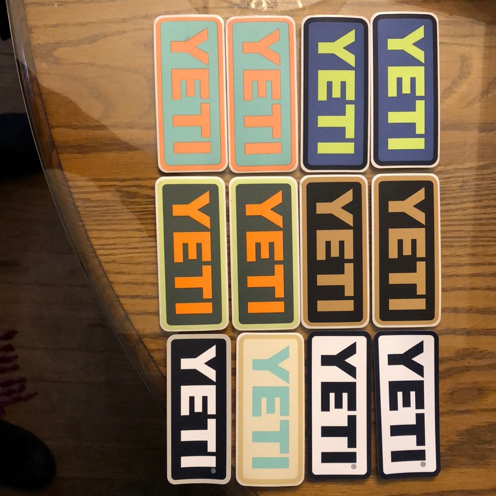 YETI Decals - Cooler Rambler Tumbler Stickers - 12 total all 2”x4”